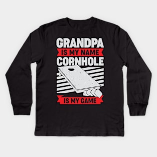 Cornhole Grandpa Bean Bag Toss Grandfather Gift Kids Long Sleeve T-Shirt